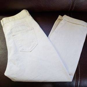 NWT Zara Raw Hem Relaxed Fit White Denim Pants Womens Sz 2